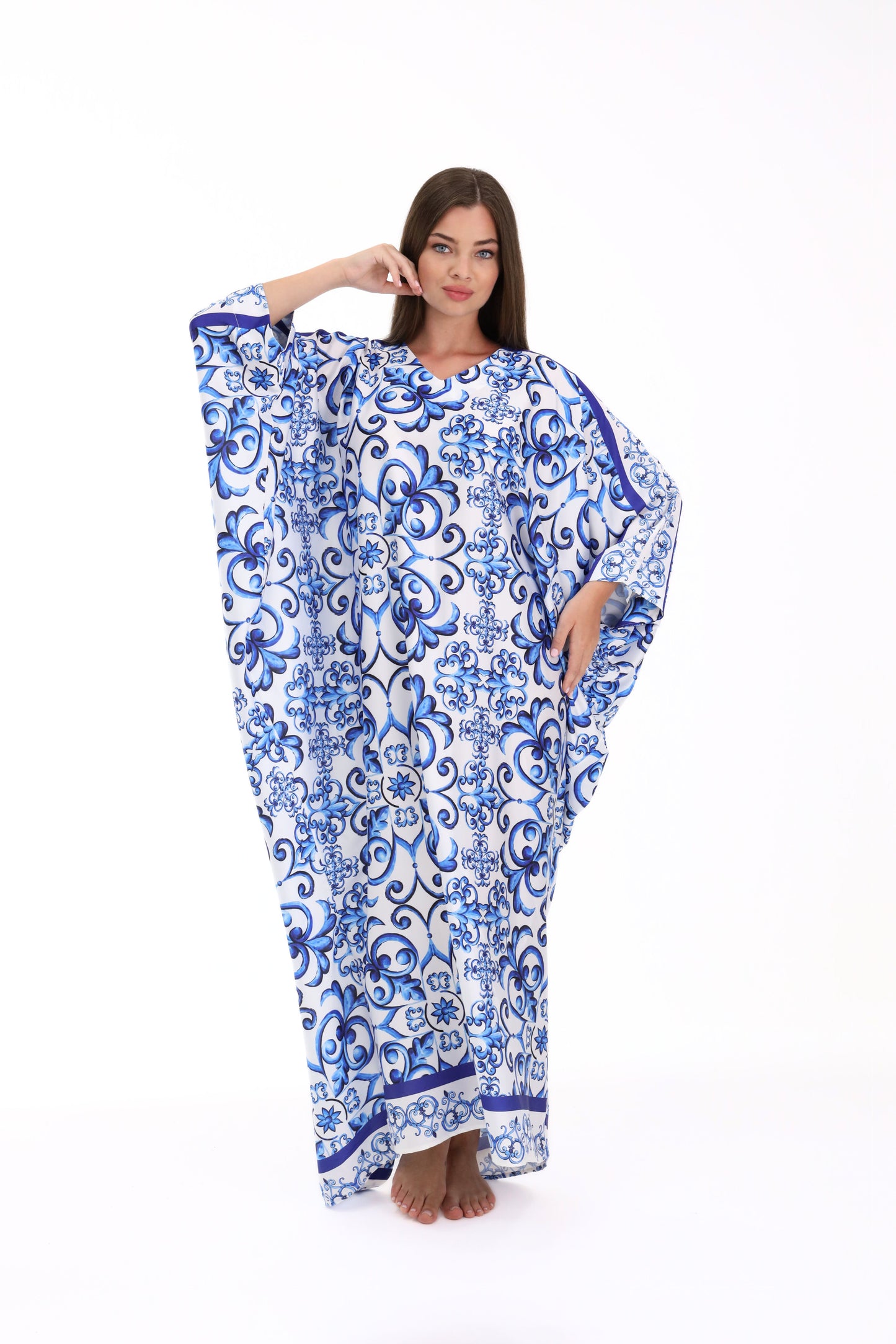 Gabbana Maiolica Blue Modest Kaftan