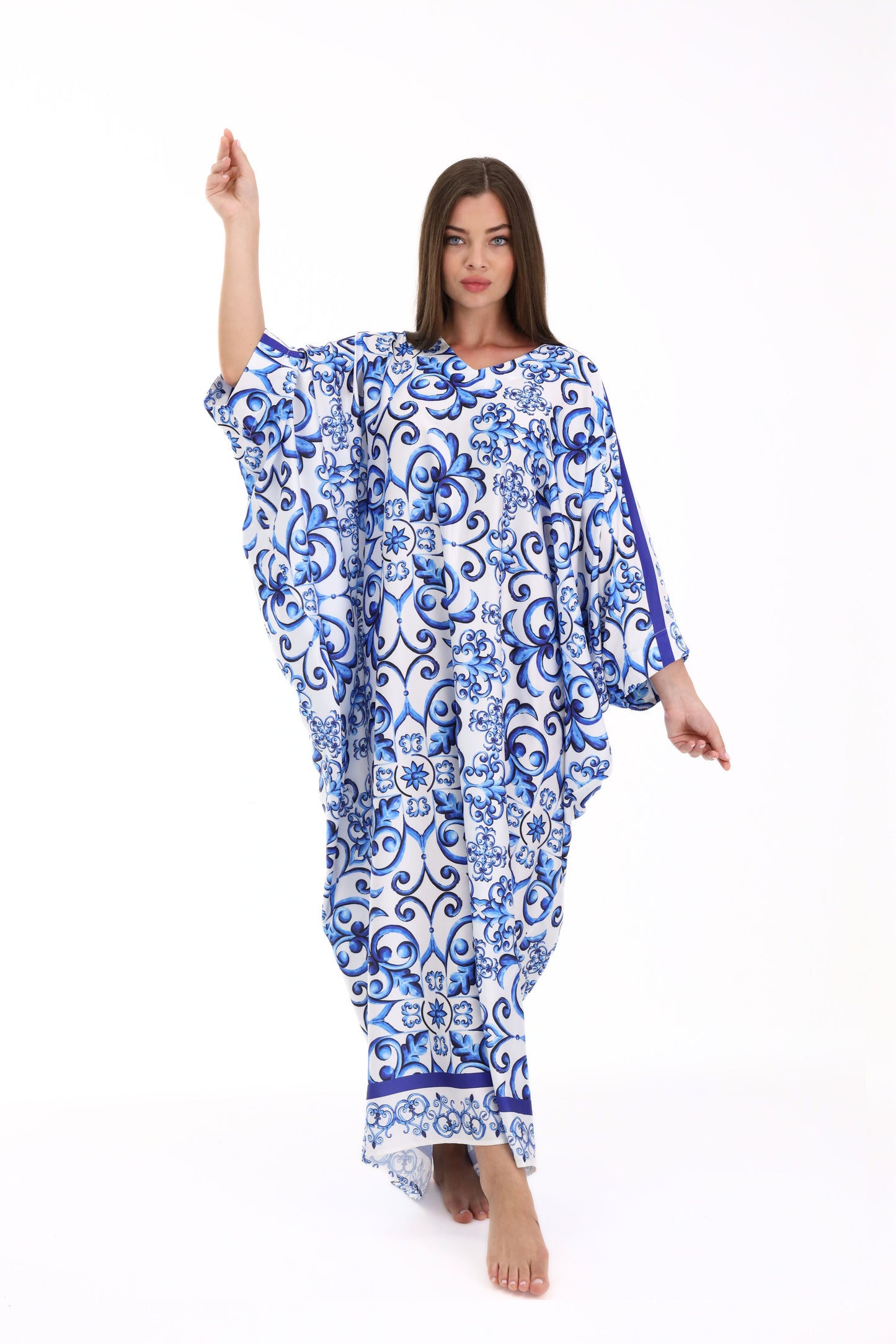 Gabbana Maiolica Blue Modest Kaftan