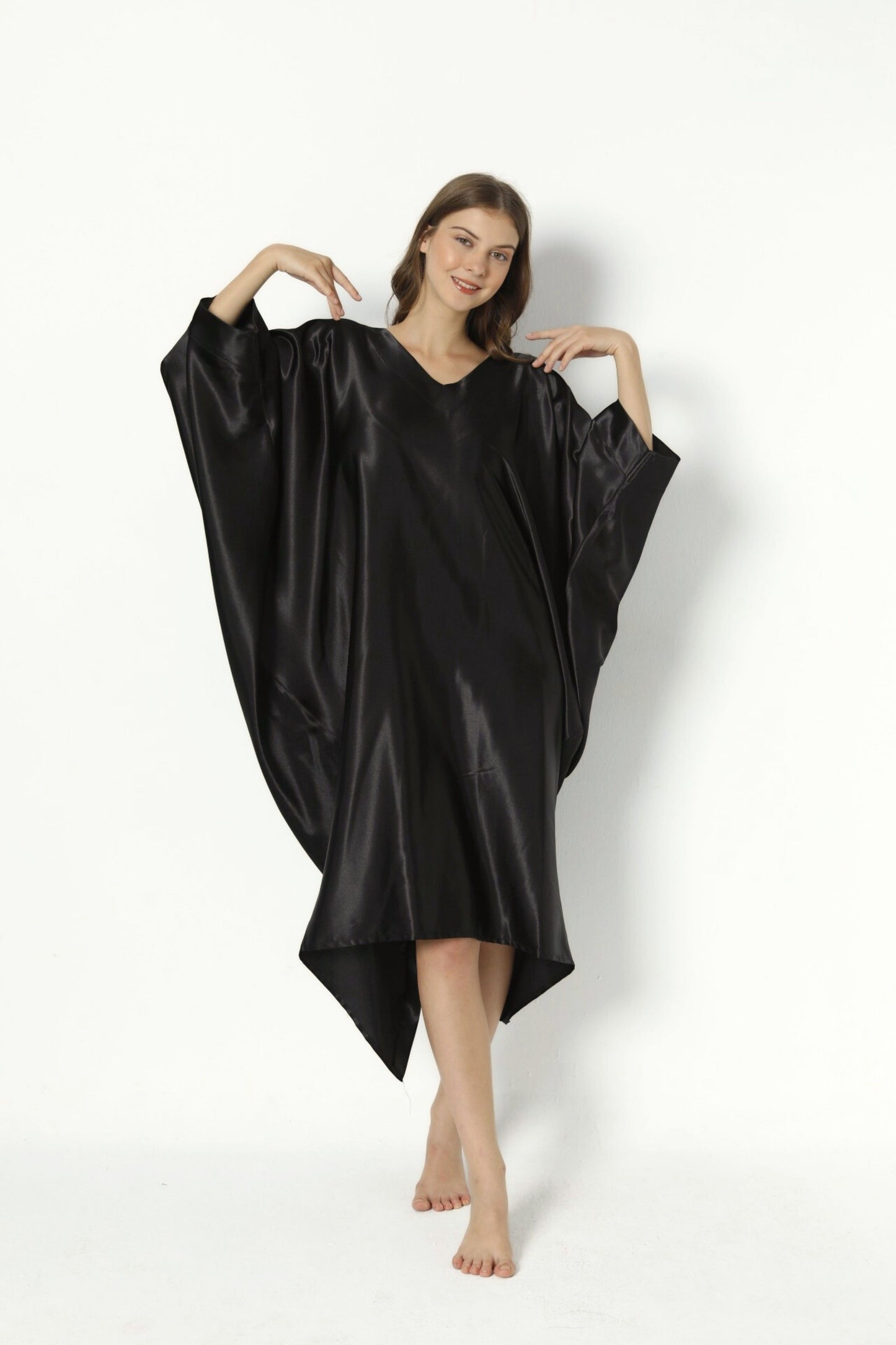 Silky Black Modern Kaftan
