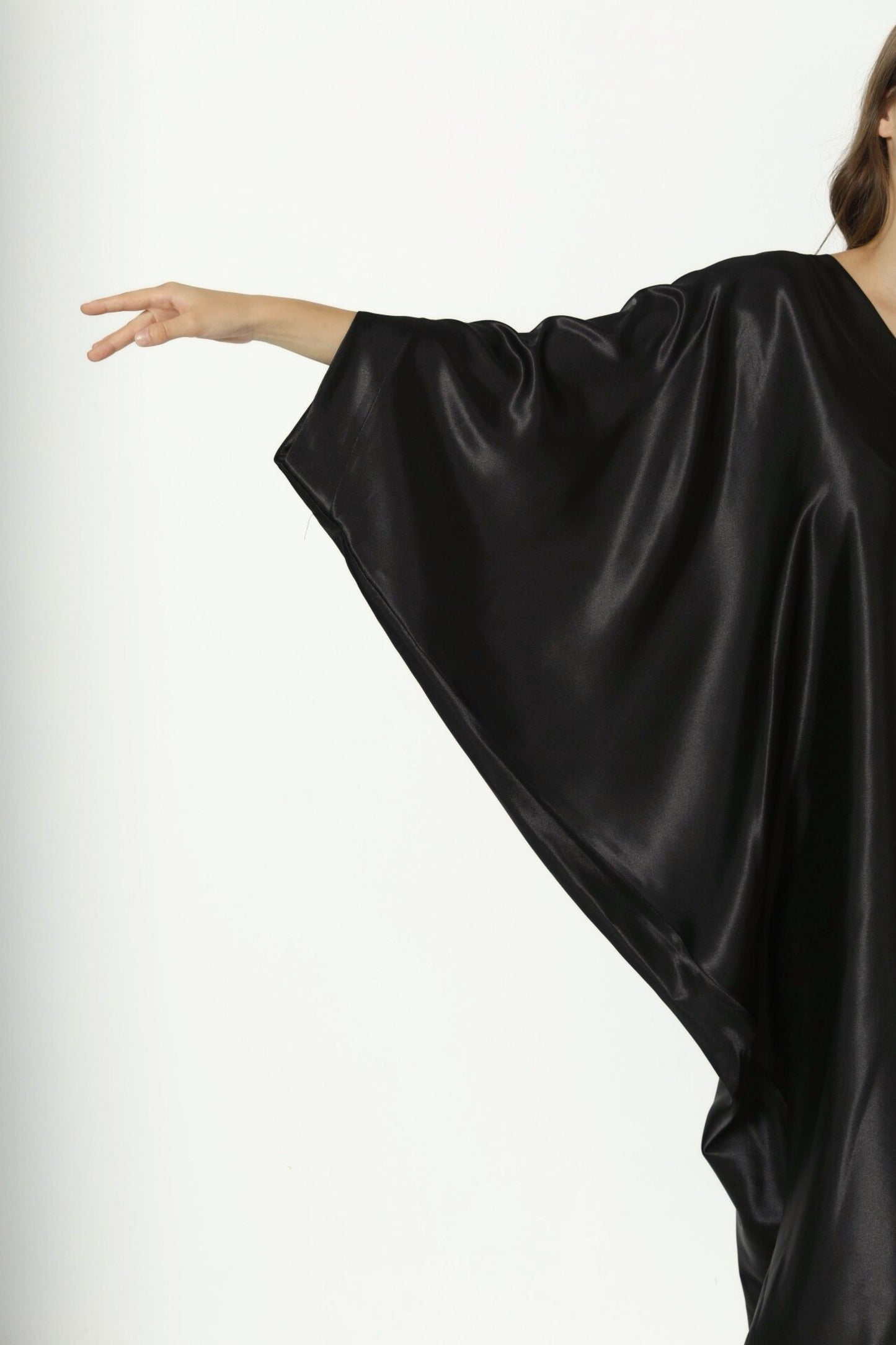 Silky Black Modern Kaftan