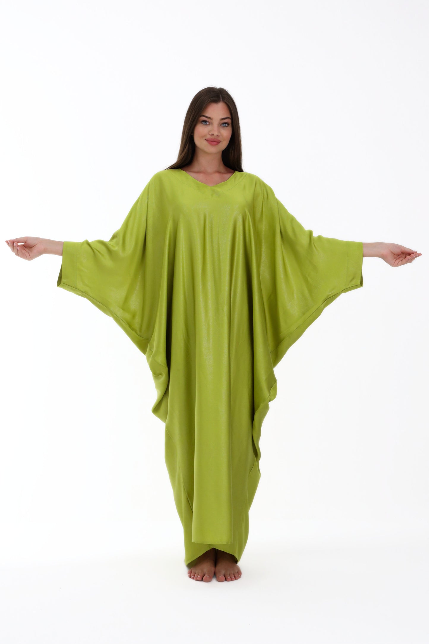 Sparkly Chartreuse Green Modest Kaftan