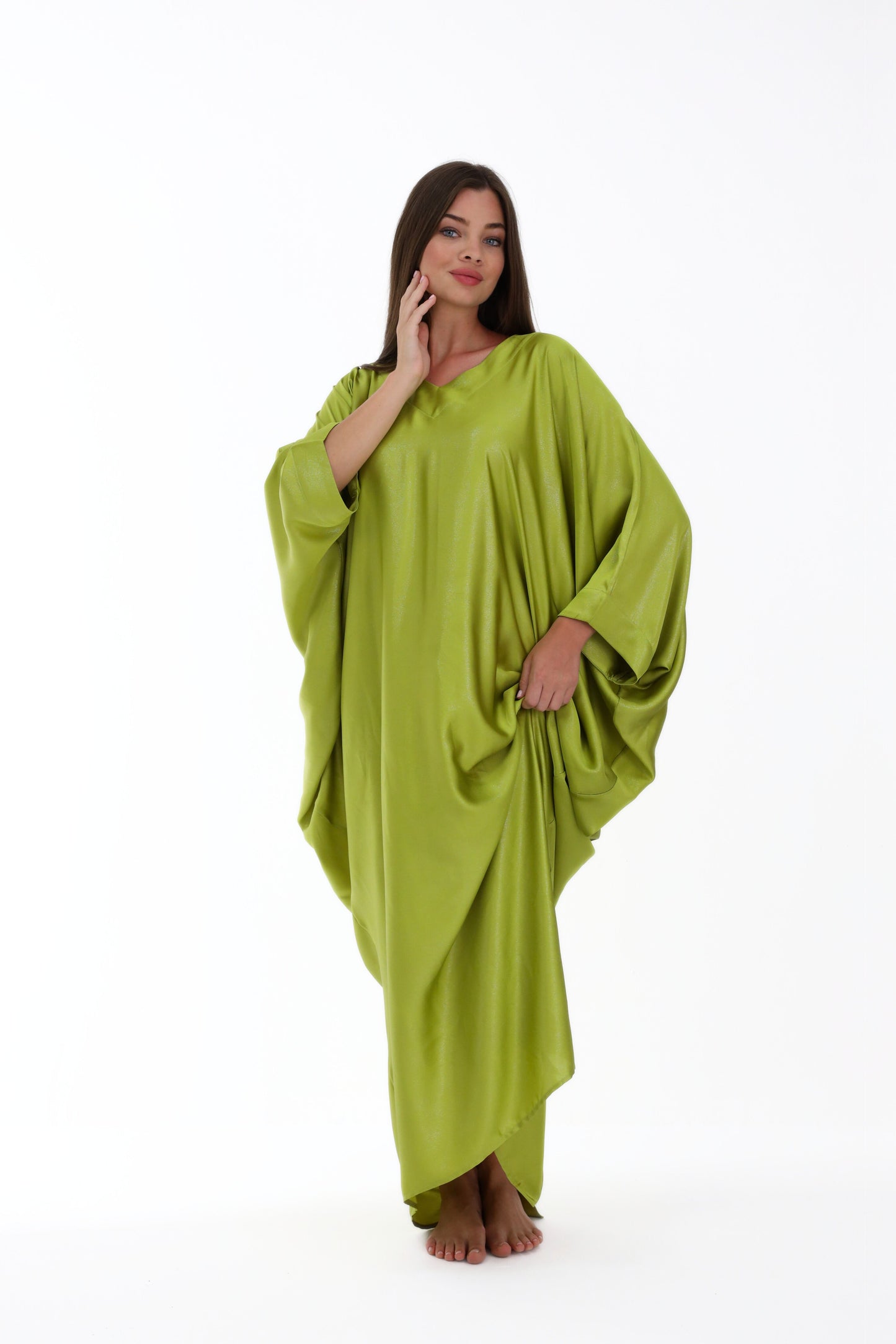 Sparkly Chartreuse Green Modest Kaftan