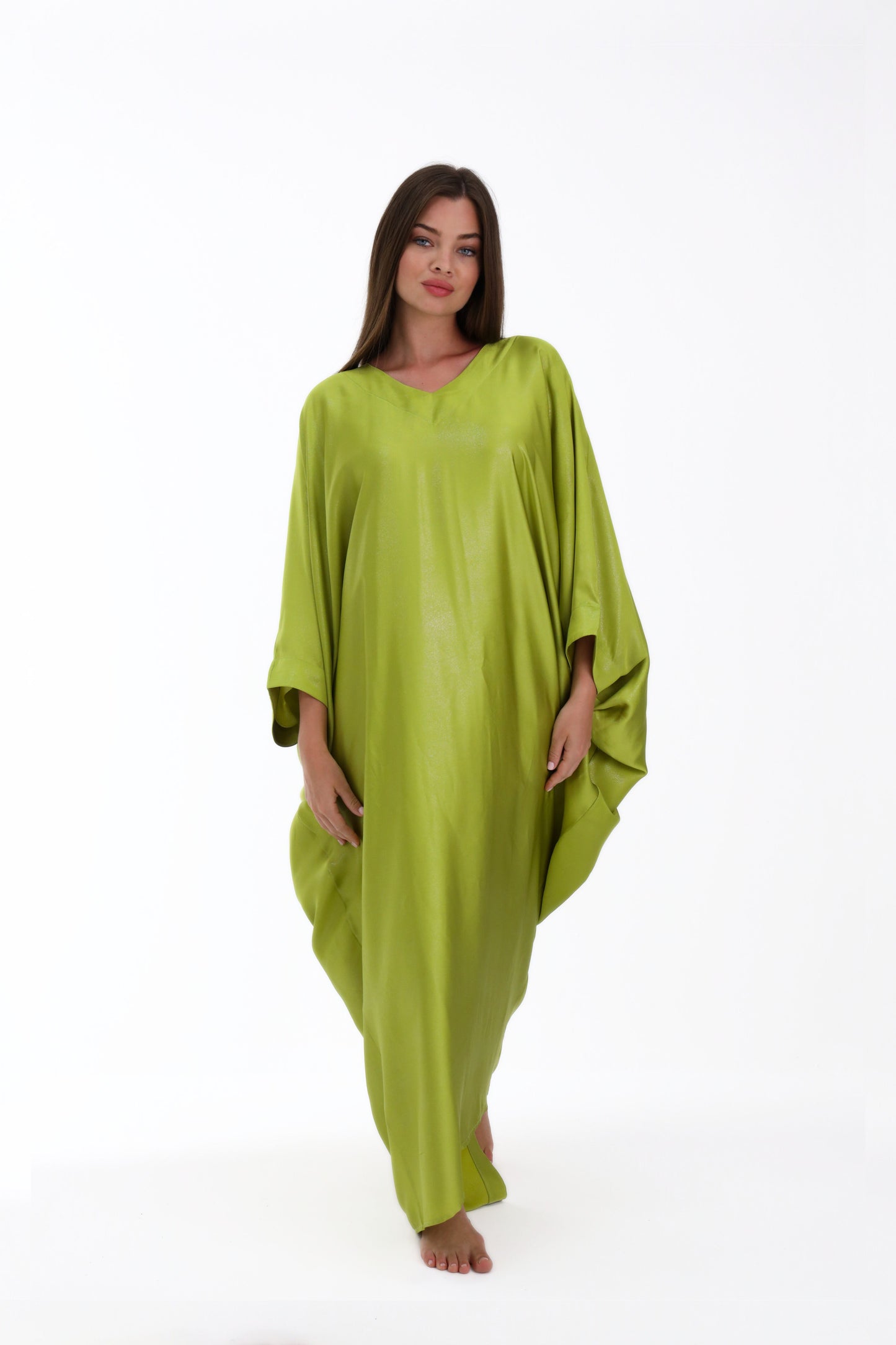 Sparkly Chartreuse Green Modest Kaftan