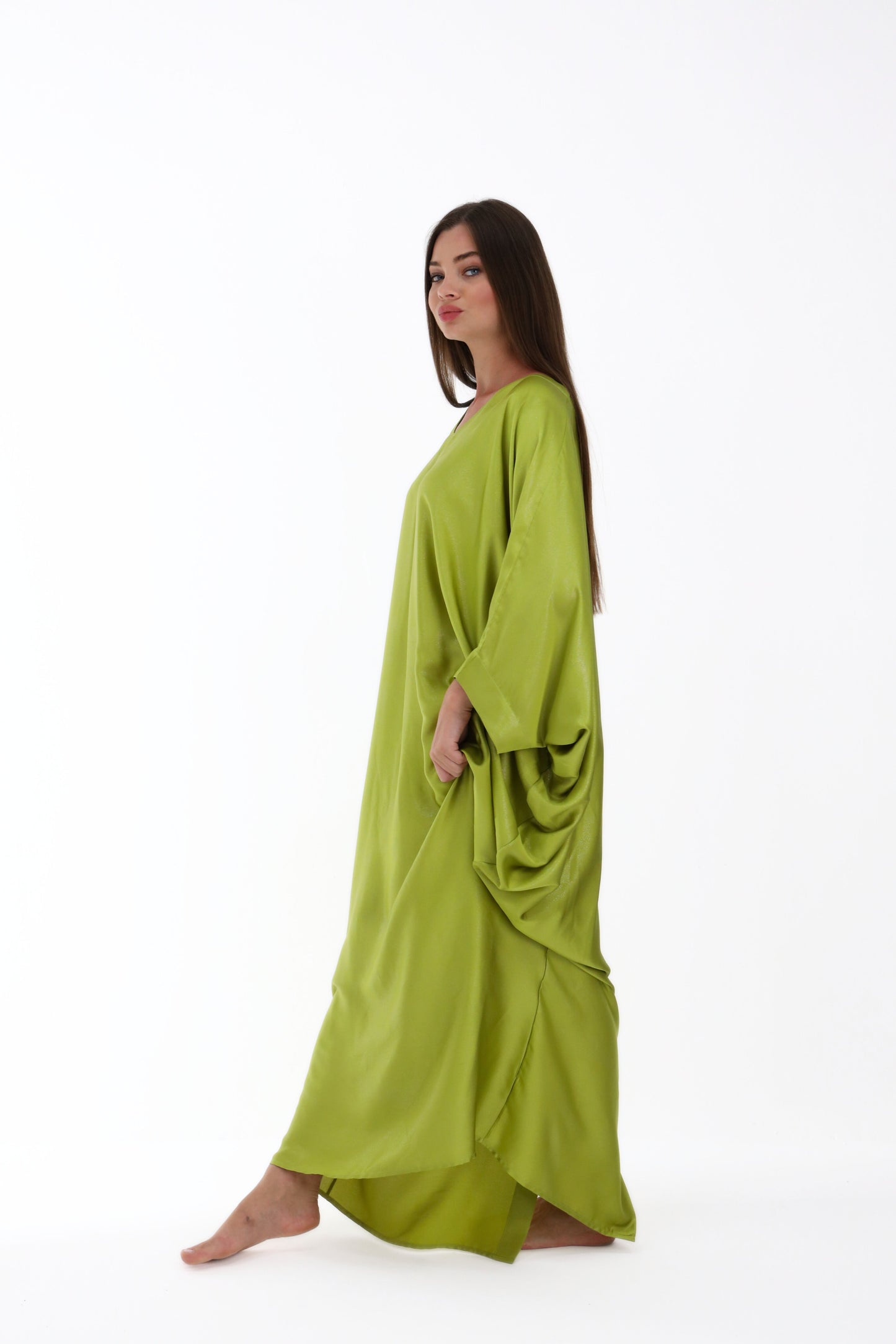 Sparkly Chartreuse Green Modest Kaftan