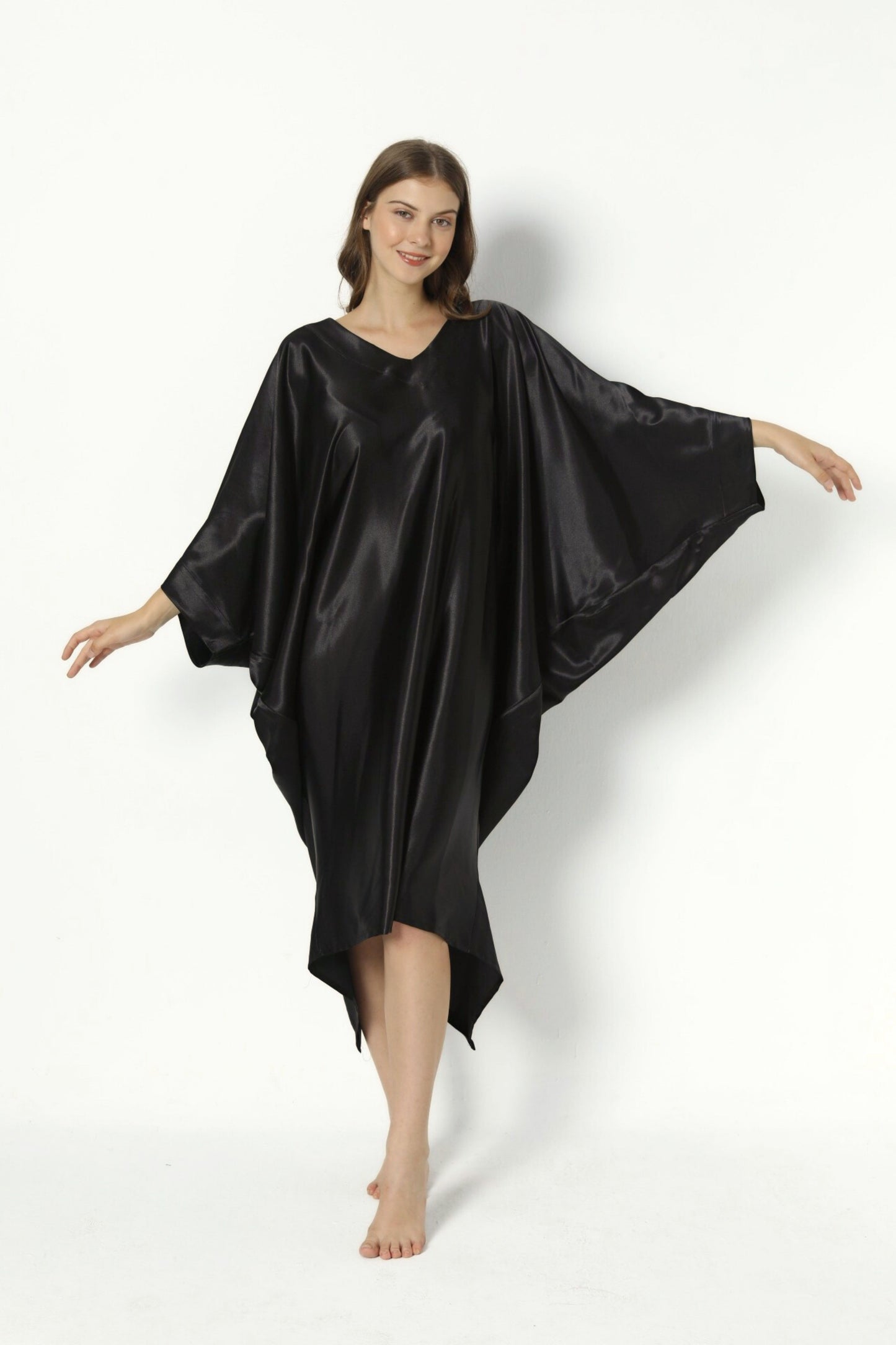 Silky Black Modern Kaftan