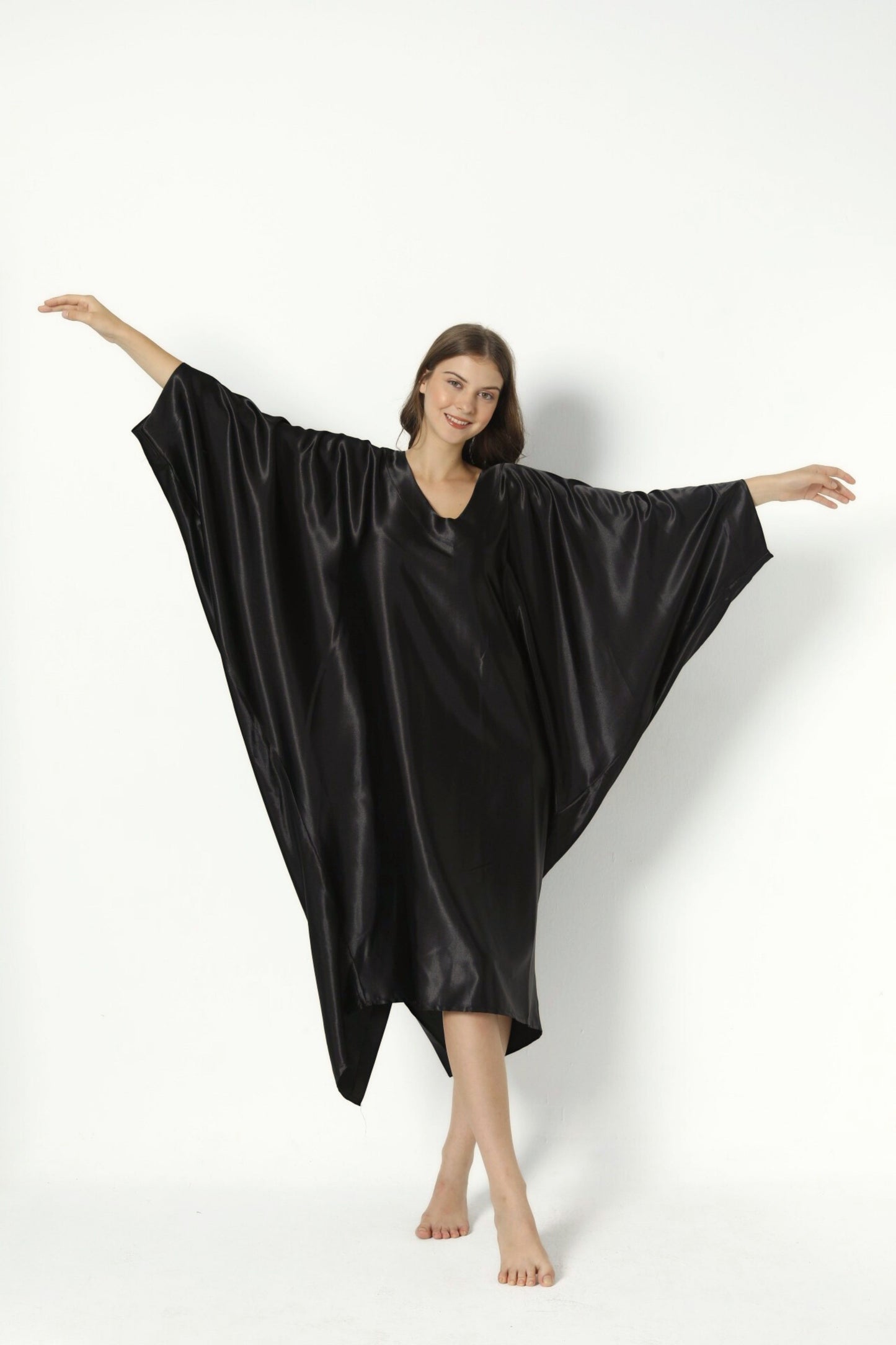 Silky Black Modern Kaftan