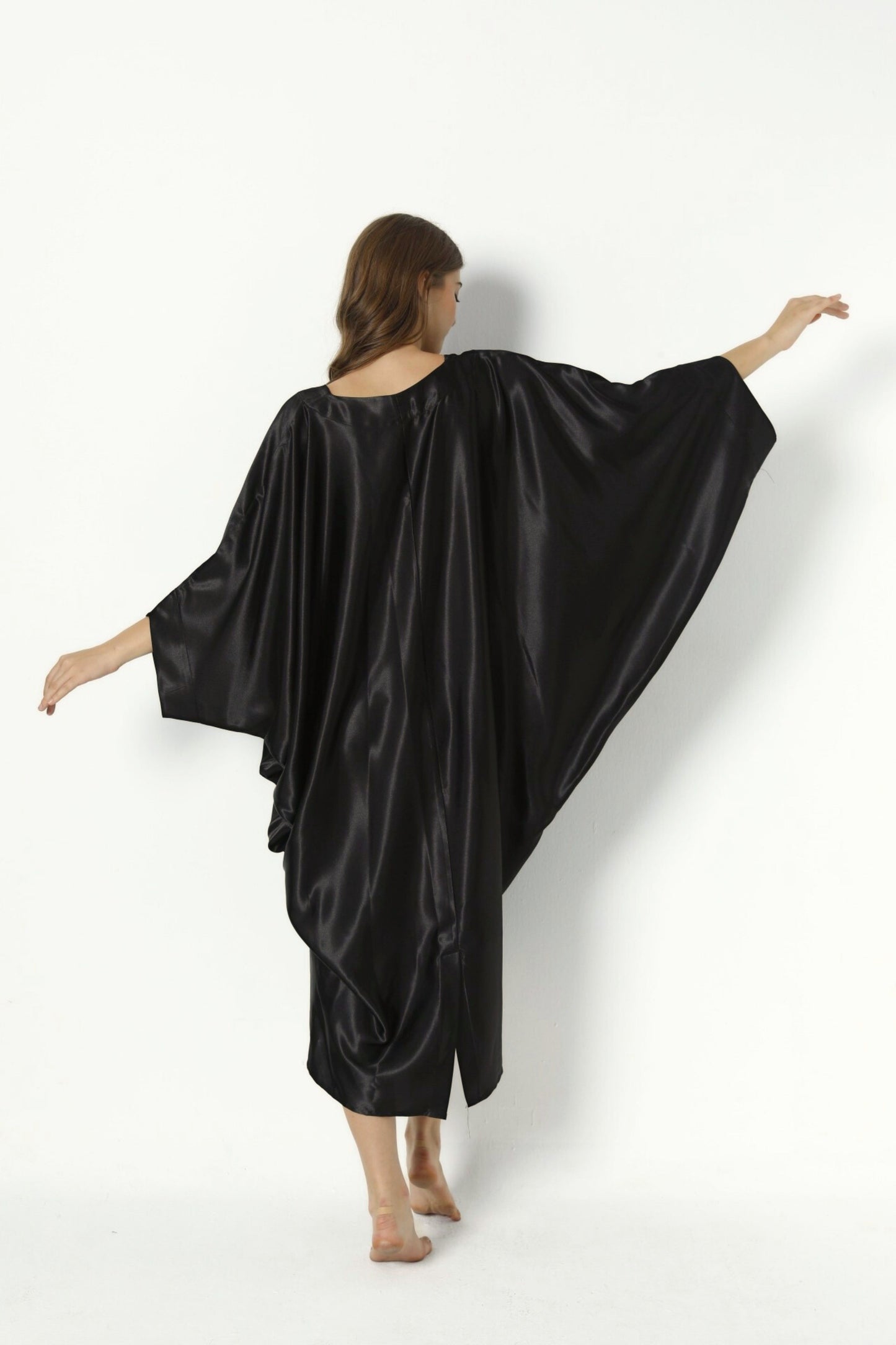Silky Black Modern Kaftan