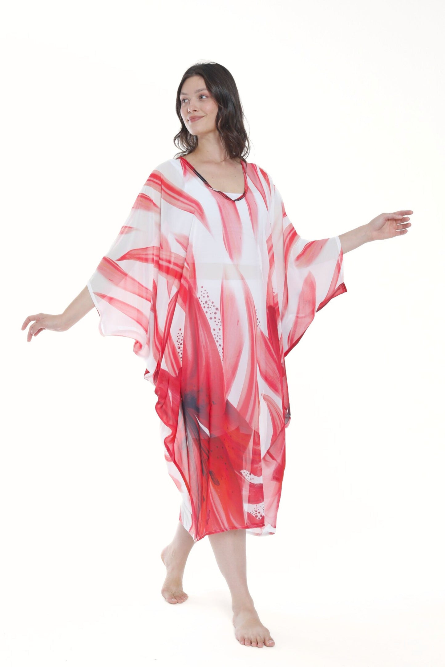 Tropical Red Lily Modern Kaftan