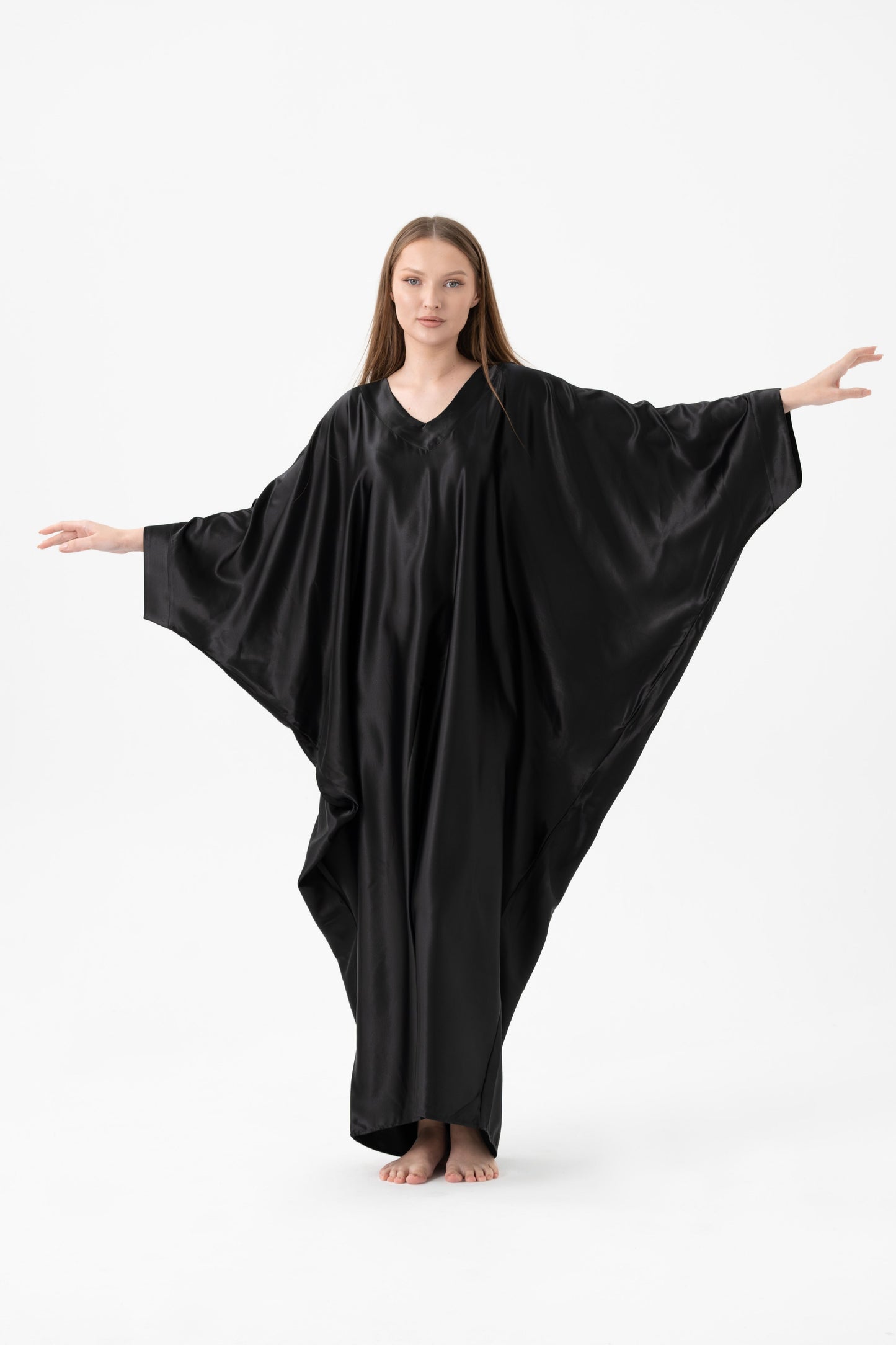 Silky Black Modest Kaftan