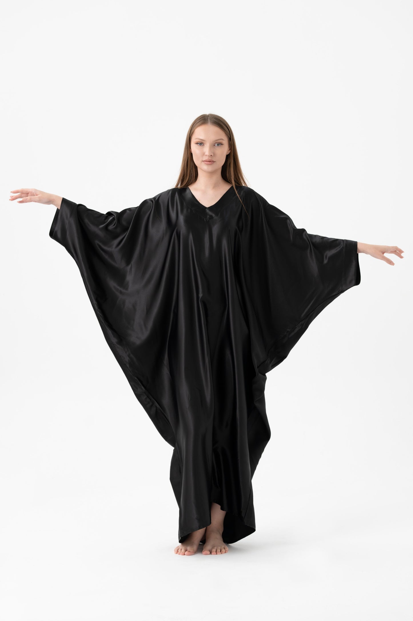 Silky Black Modest Kaftan