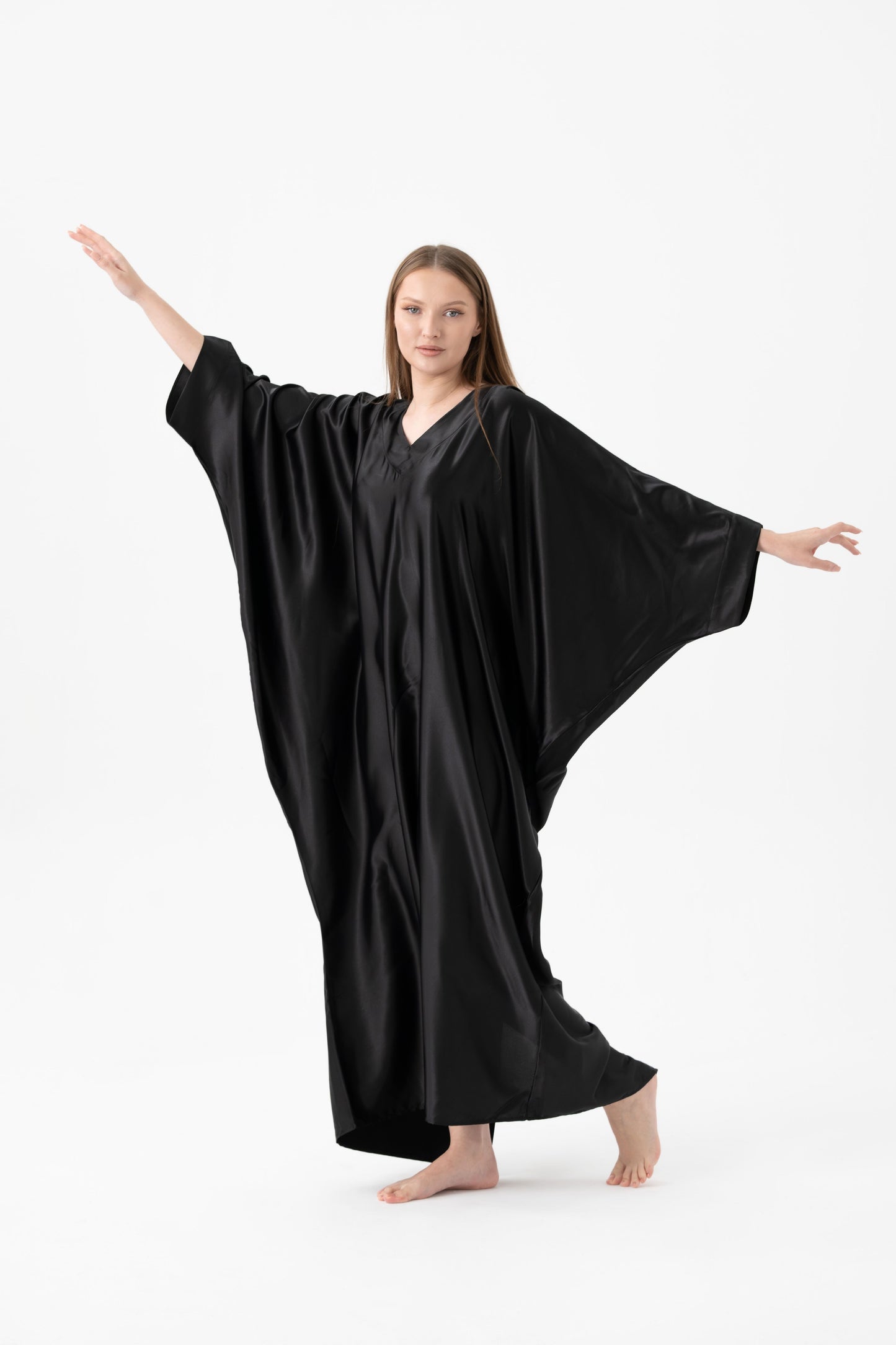 Silky Black Modest Kaftan