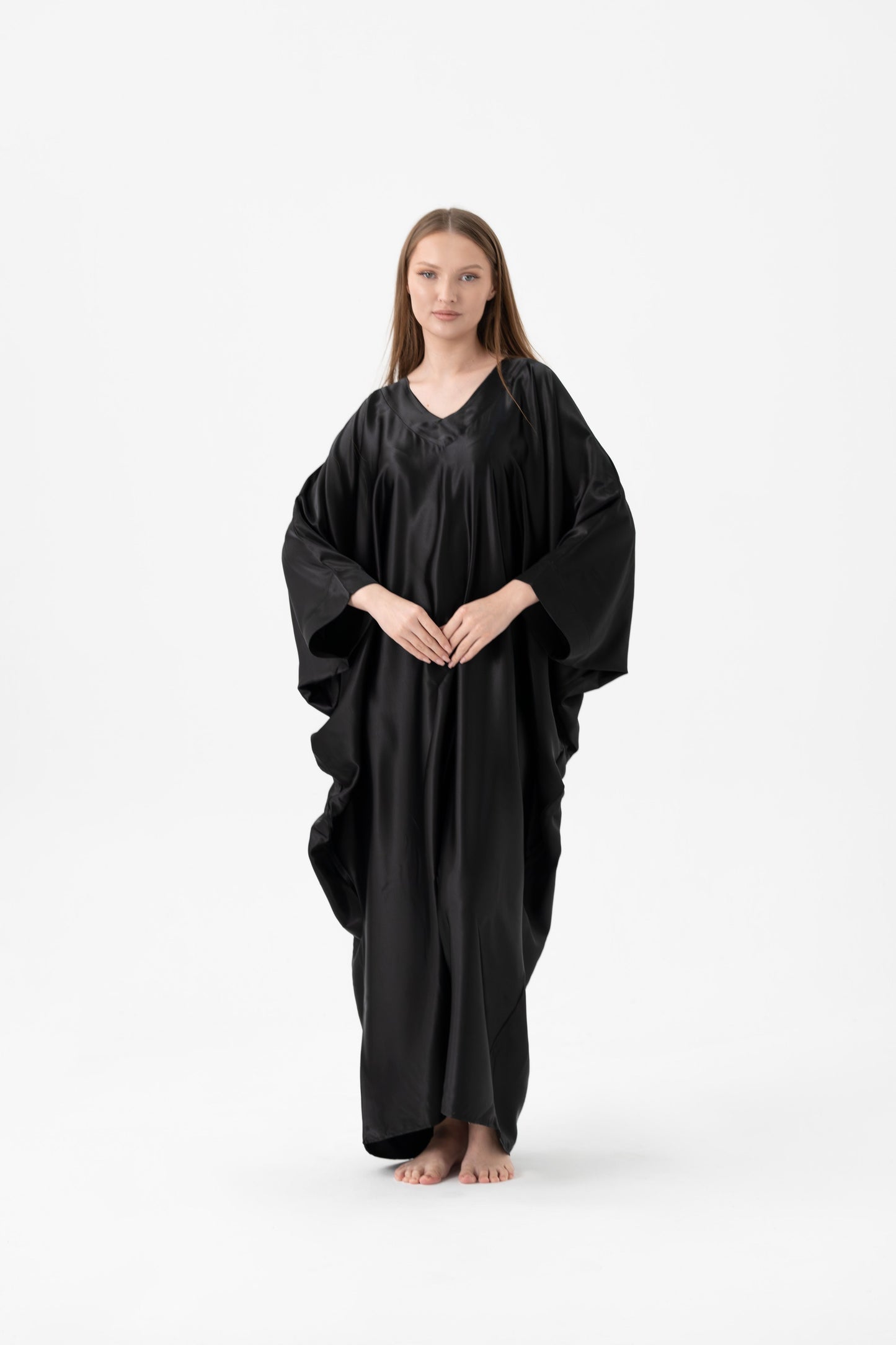 Silky Black Modest Kaftan