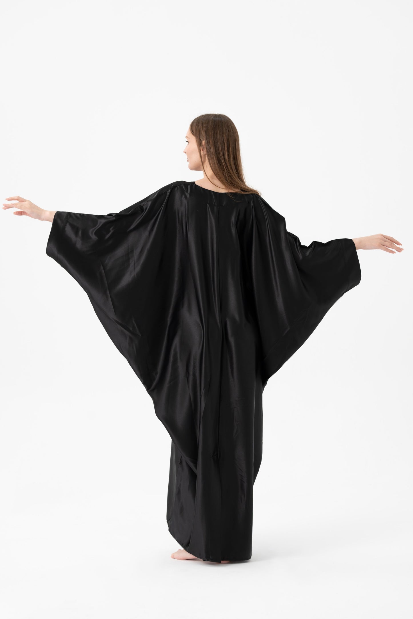 Silky Black Modest Kaftan