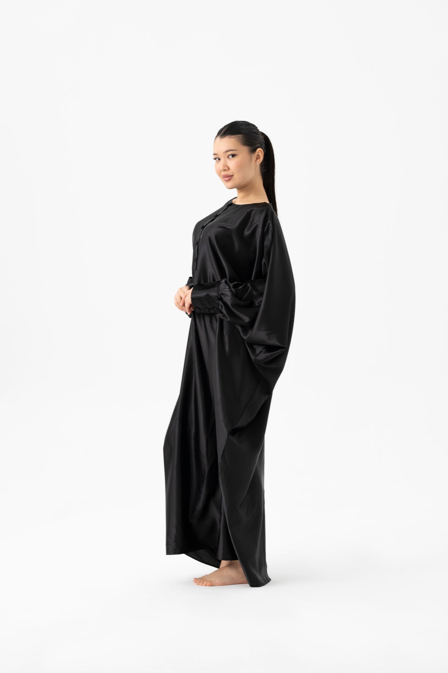 Silky Black Traditional Kaftan
