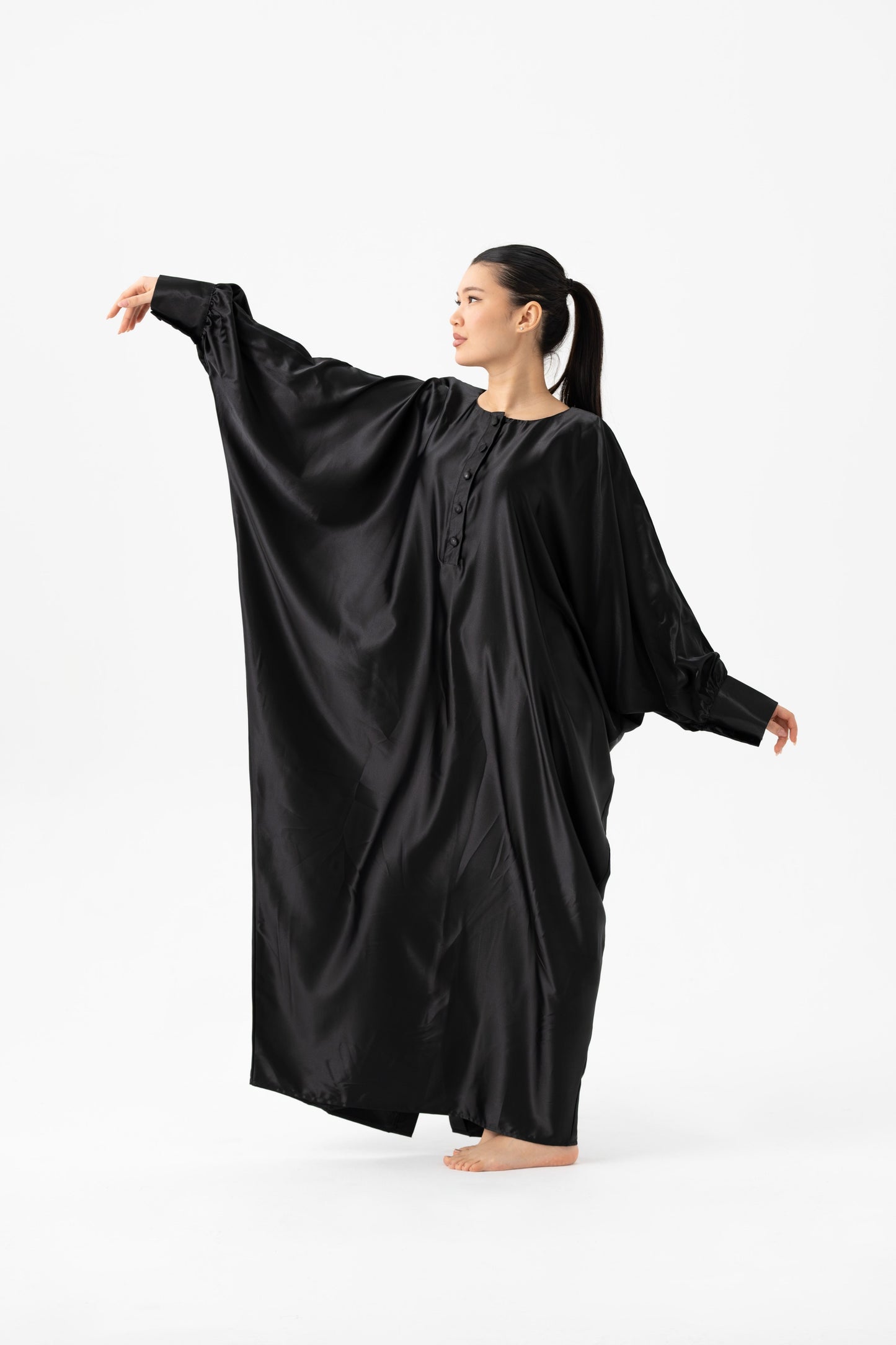 Silky Black Traditional Kaftan