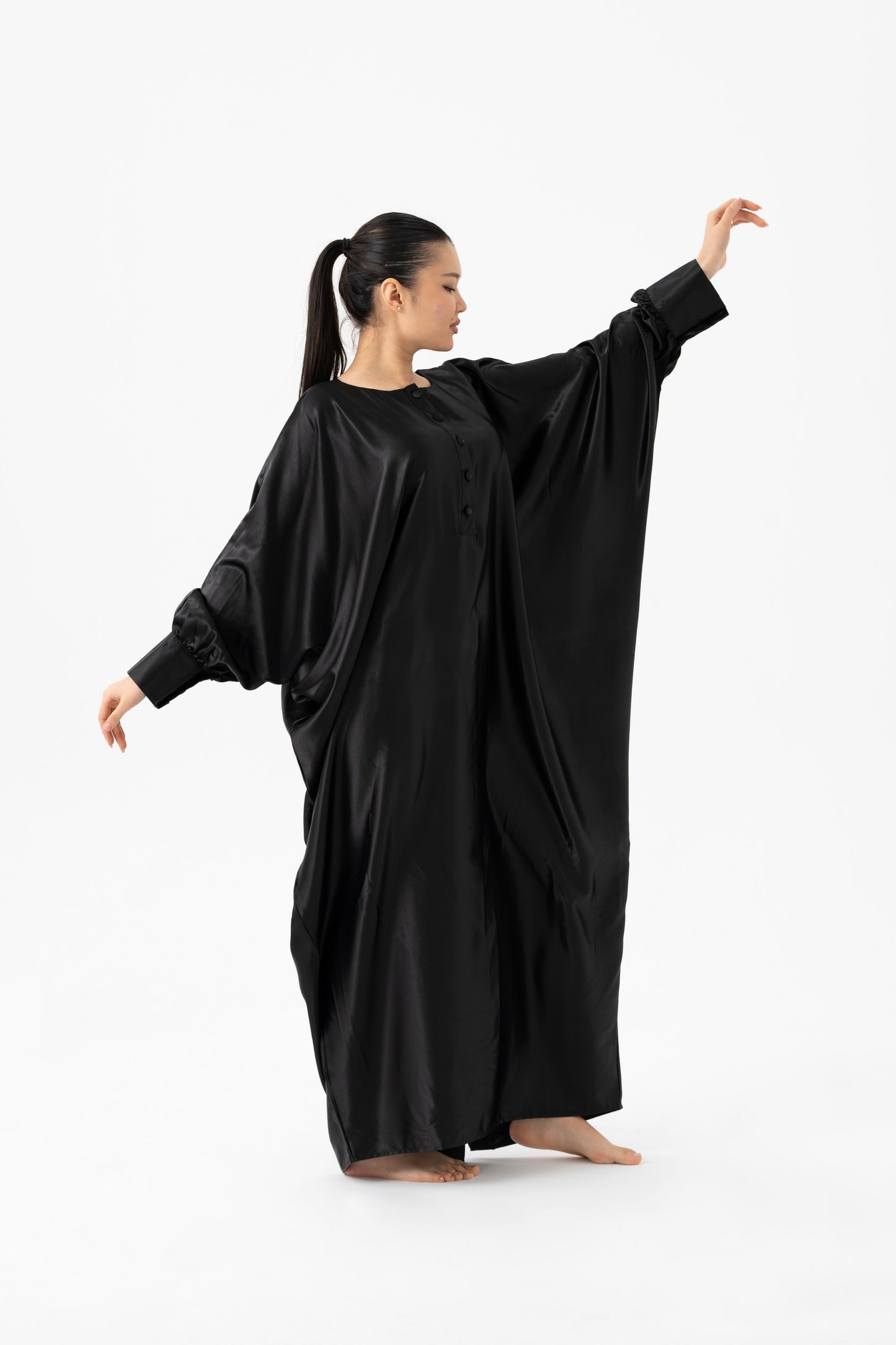 Silky Black Traditional Kaftan