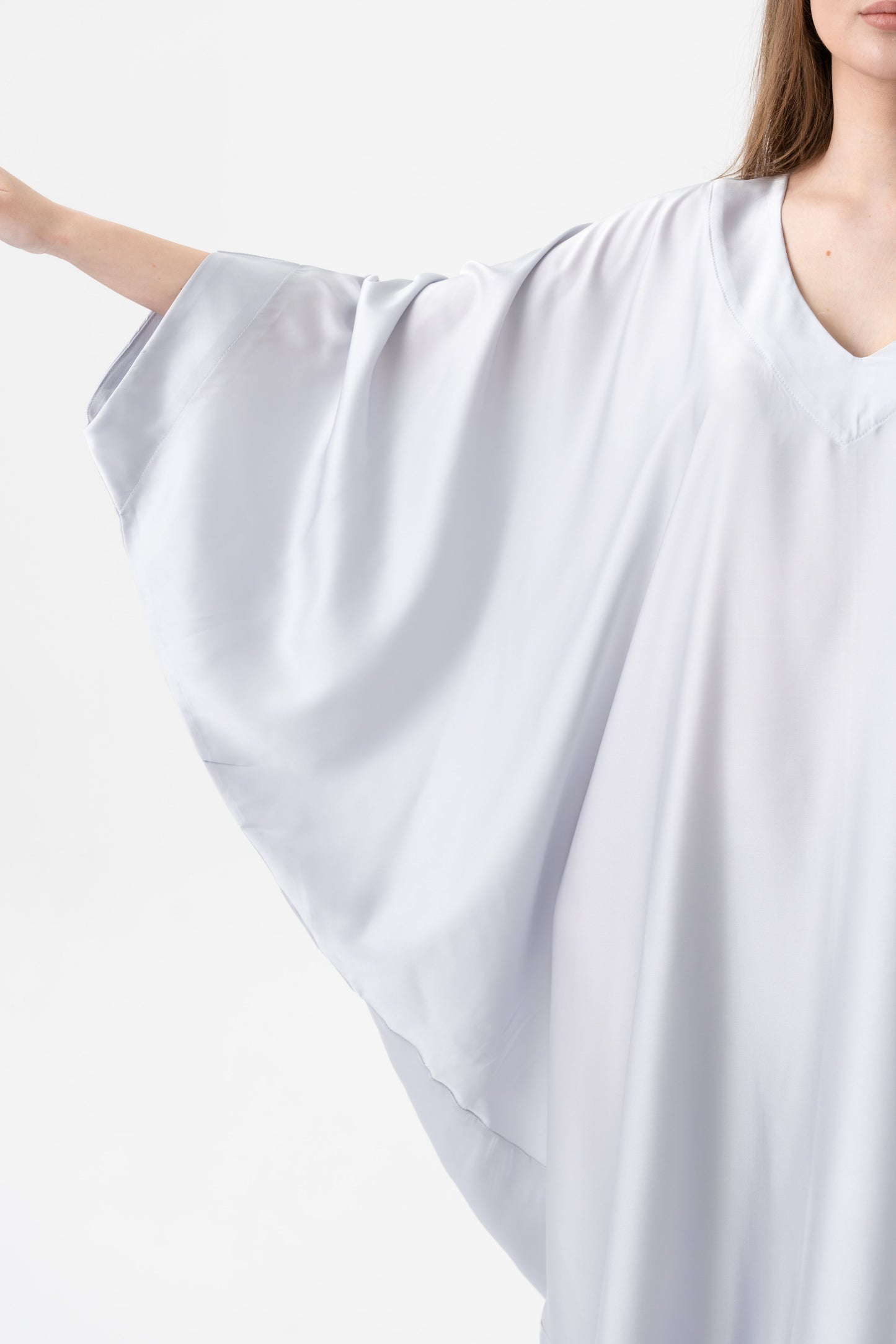 Soft Grey Modest Kaftan