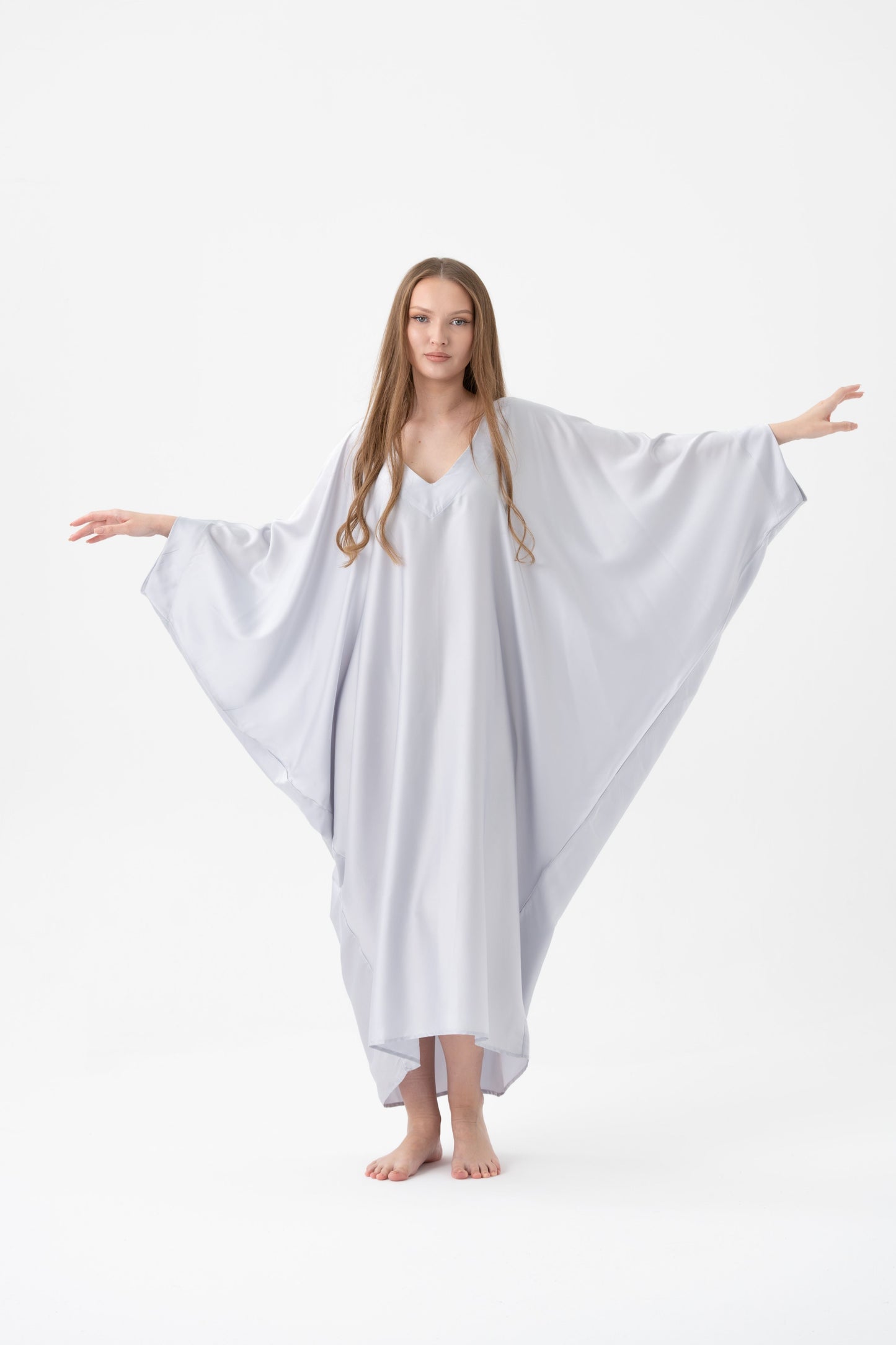 Soft Grey Modest Kaftan