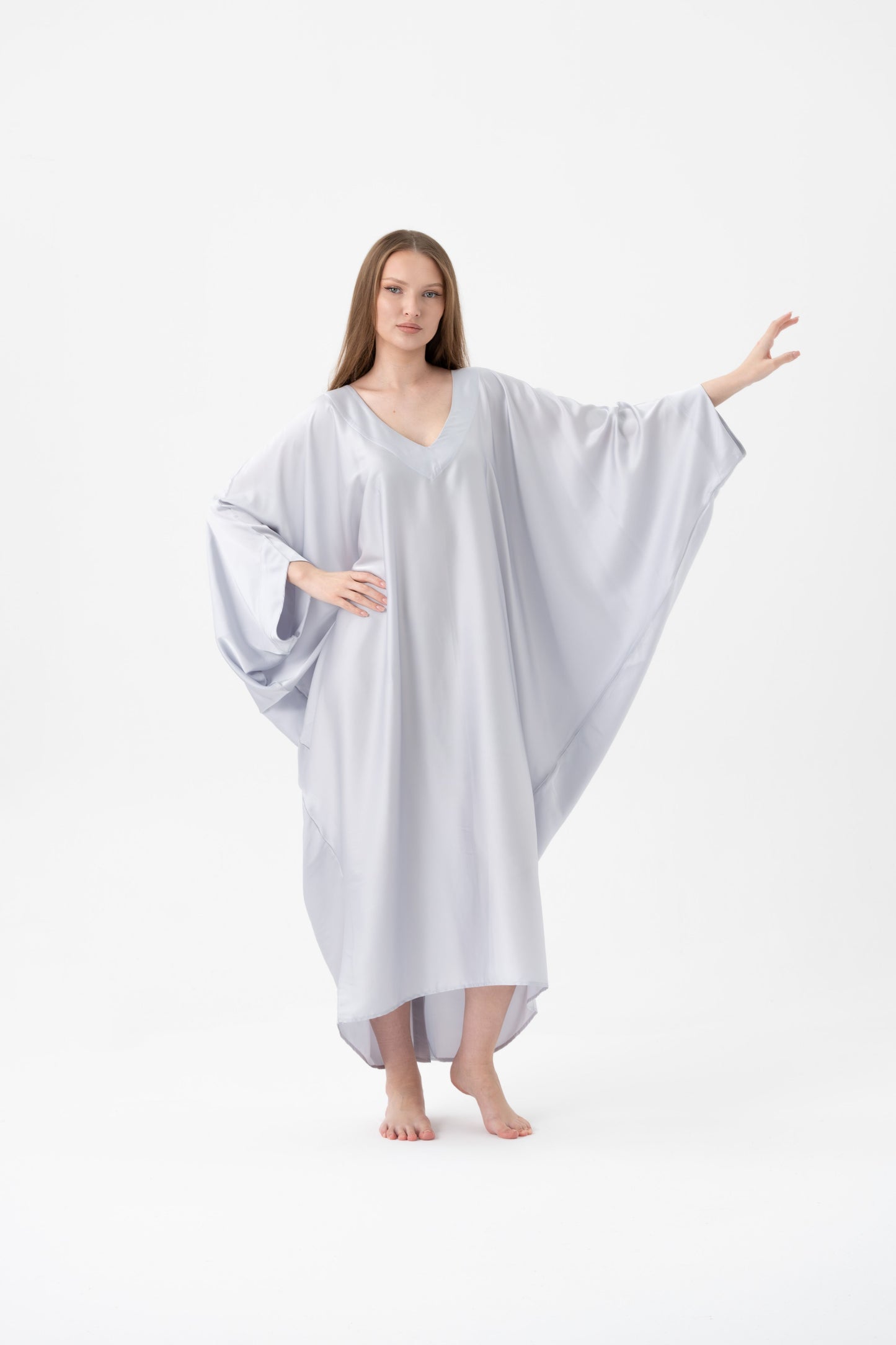 Soft Grey Modest Kaftan