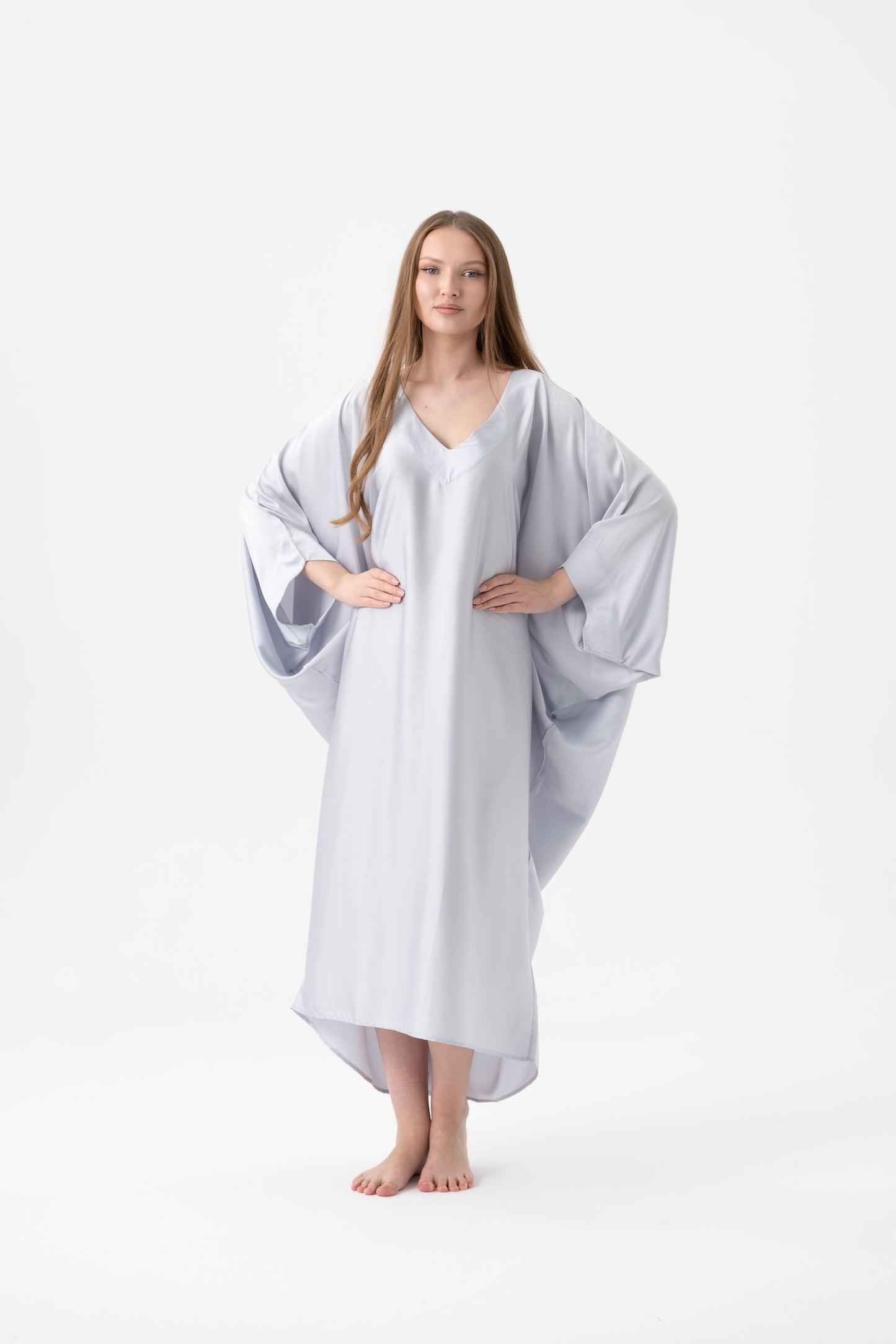 Soft Grey Modest Kaftan