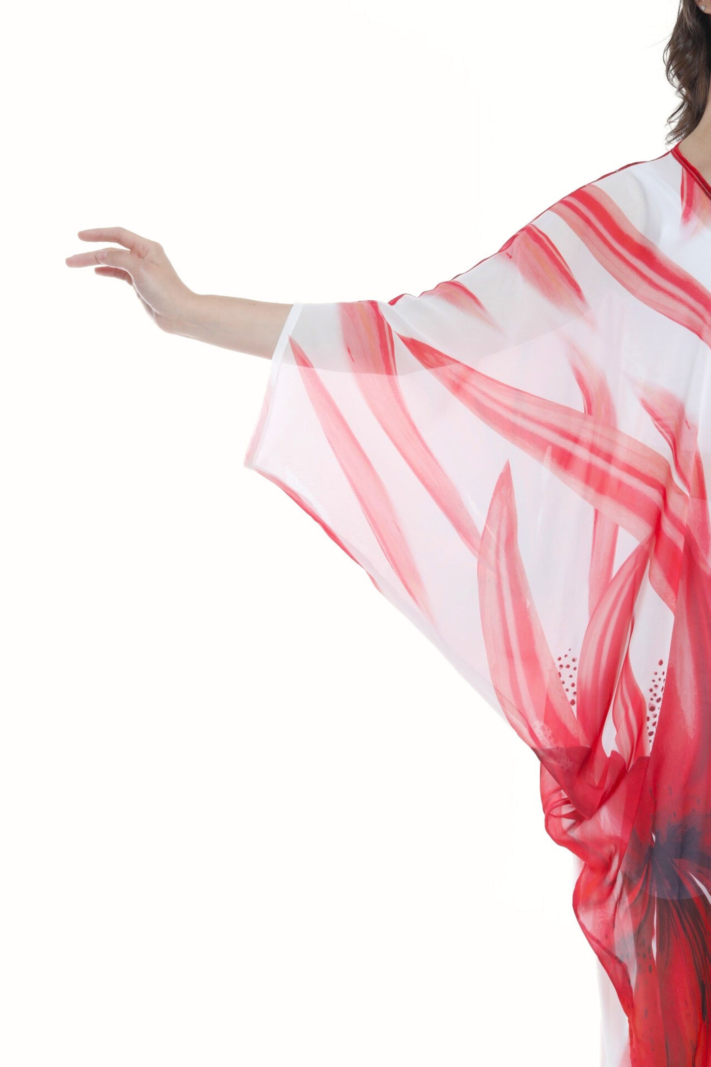 Tropical Red Lily Modern Kaftan