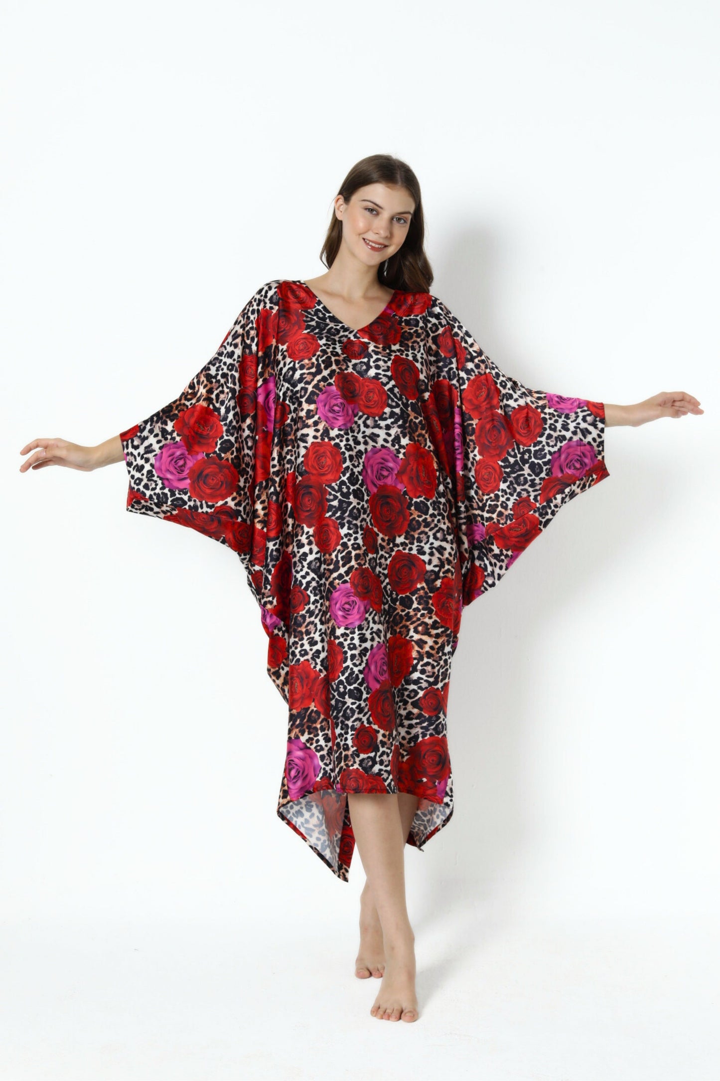 Leopard Rose Modern Kaftan