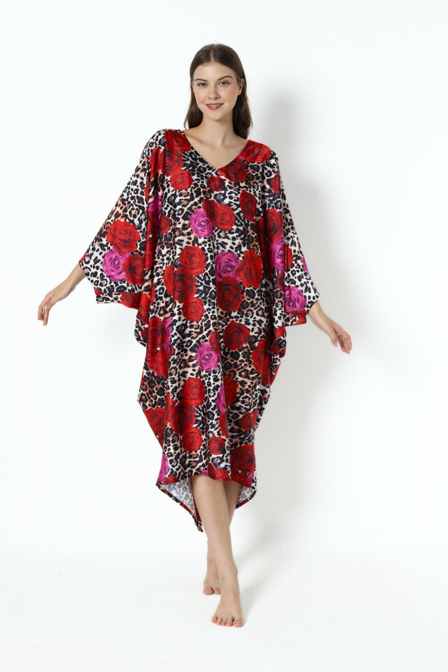 Leopard Rose Modern Kaftan