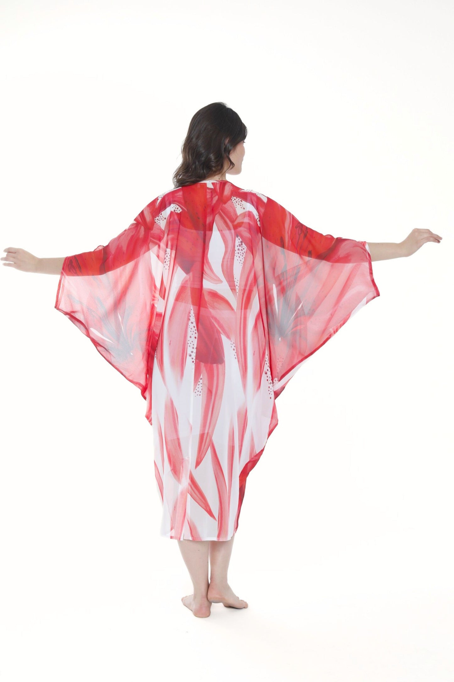 Tropical Red Lily Modern Kaftan