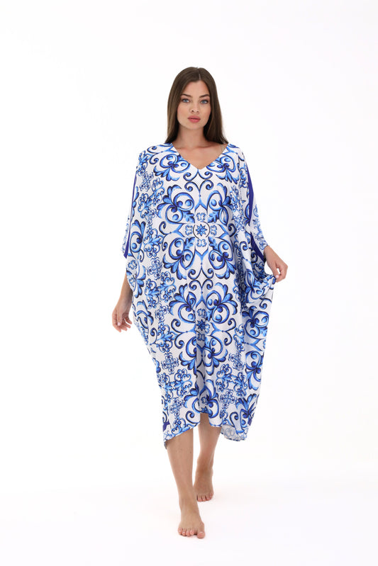 Gabbana Maiolica Blue Modern Kaftan