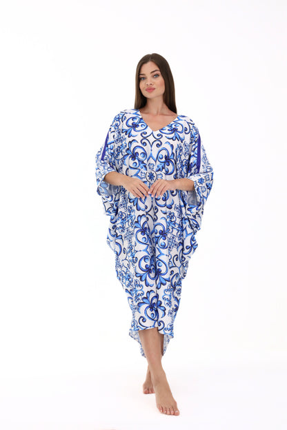 Gabbana Maiolica Blue Modern Kaftan