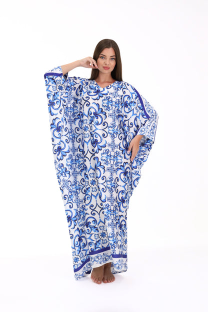 Gabbana Maiolica Blue Modest Kaftan