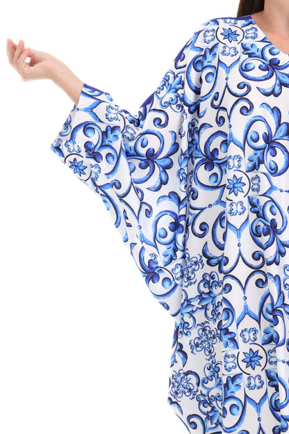 Gabbana Maiolica Blue Modest Kaftan