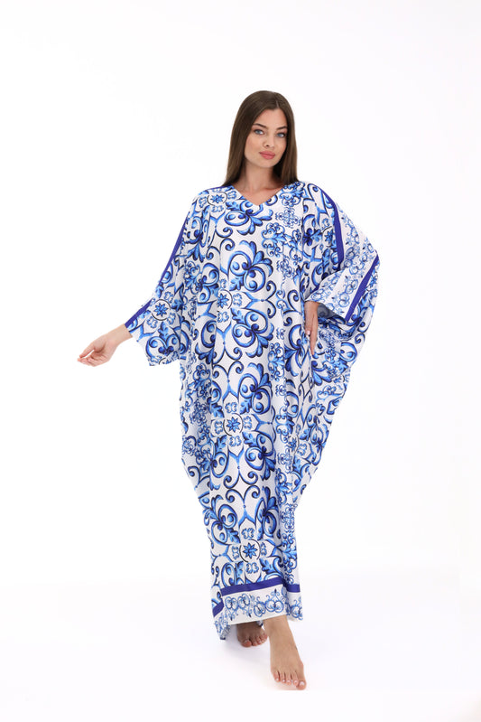 Gabbana Maiolica Blue Modest Kaftan
