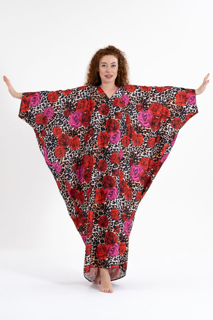 Leopard Rose Modest Kaftan