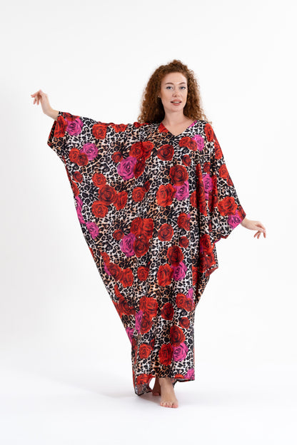 Leopard Rose Modest Kaftan