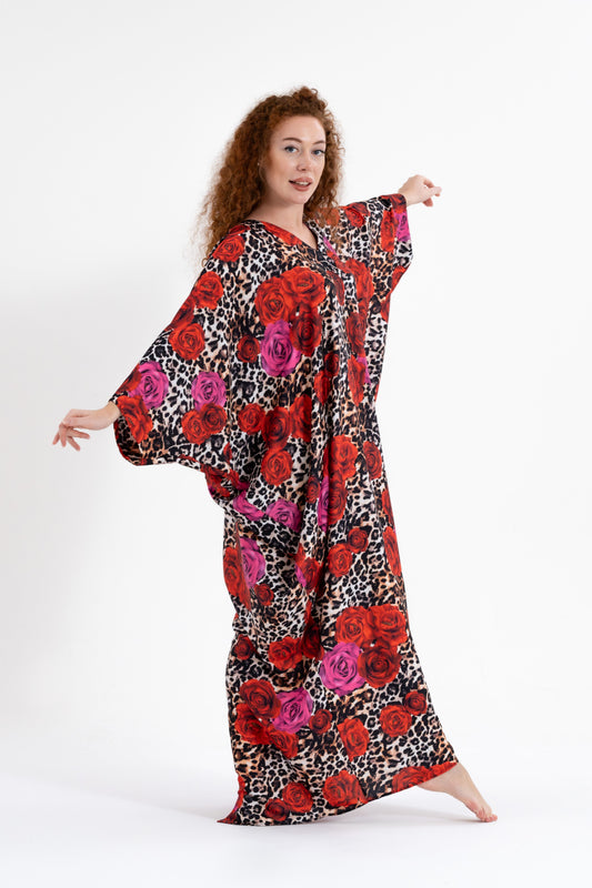 Leopard Rose Modest Kaftan