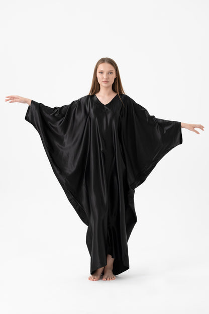 Silky Black Modest Kaftan