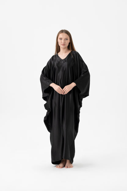 Silky Black Modest Kaftan