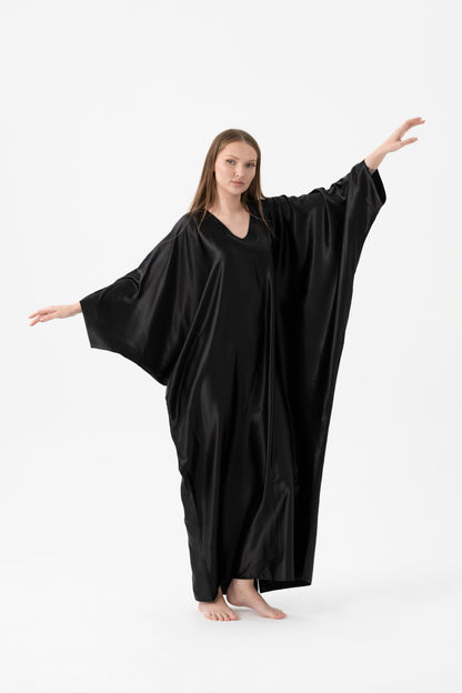 Silky Black Modest Kaftan