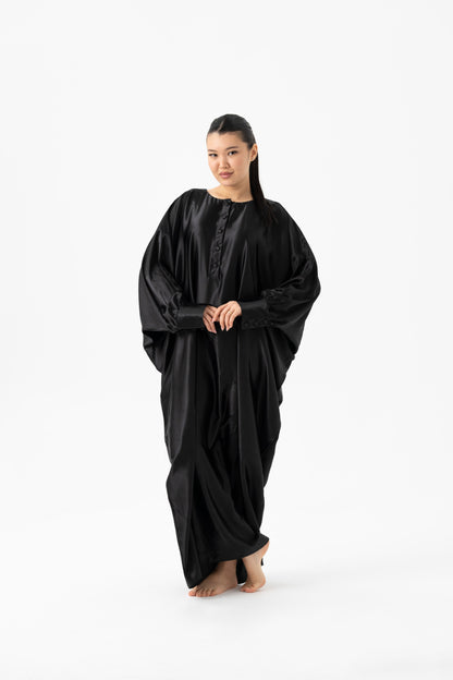Silky Black Traditional Kaftan