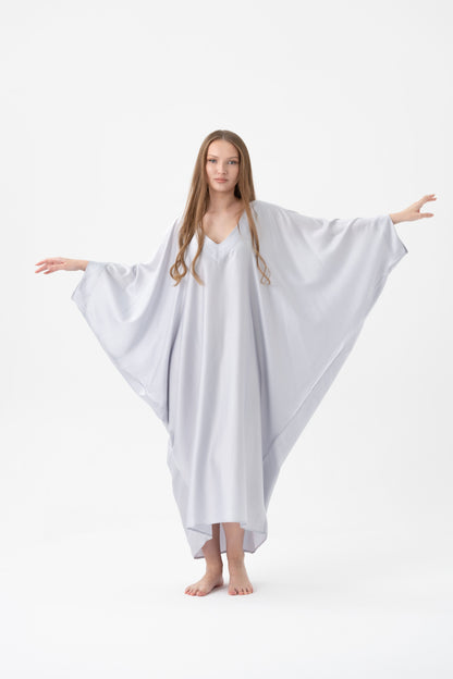 Soft Grey Modest Kaftan