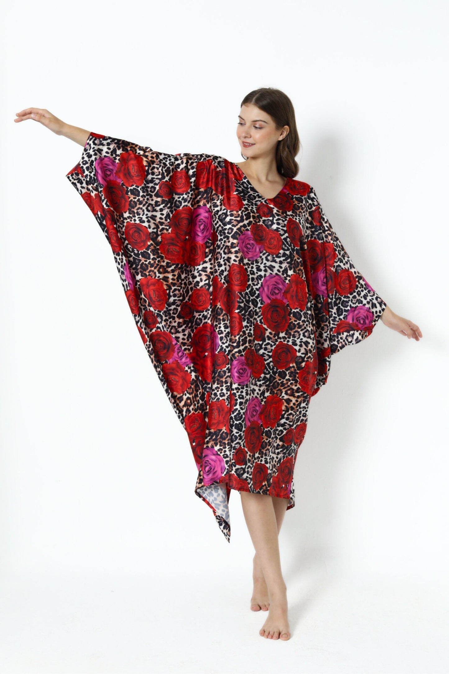 Leopard Rose Modern Kaftan