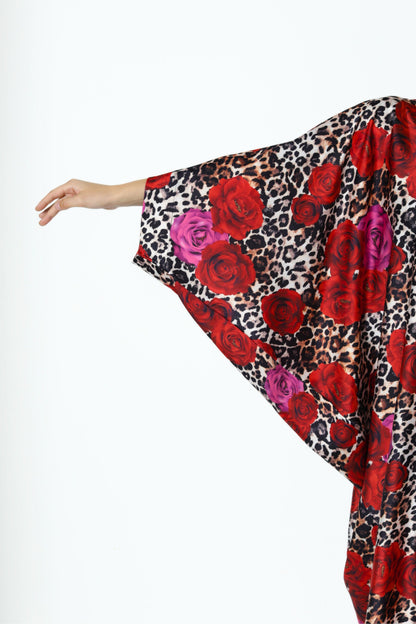 Leopard Rose Modern Kaftan