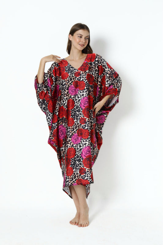 Leopard Rose Modern Kaftan