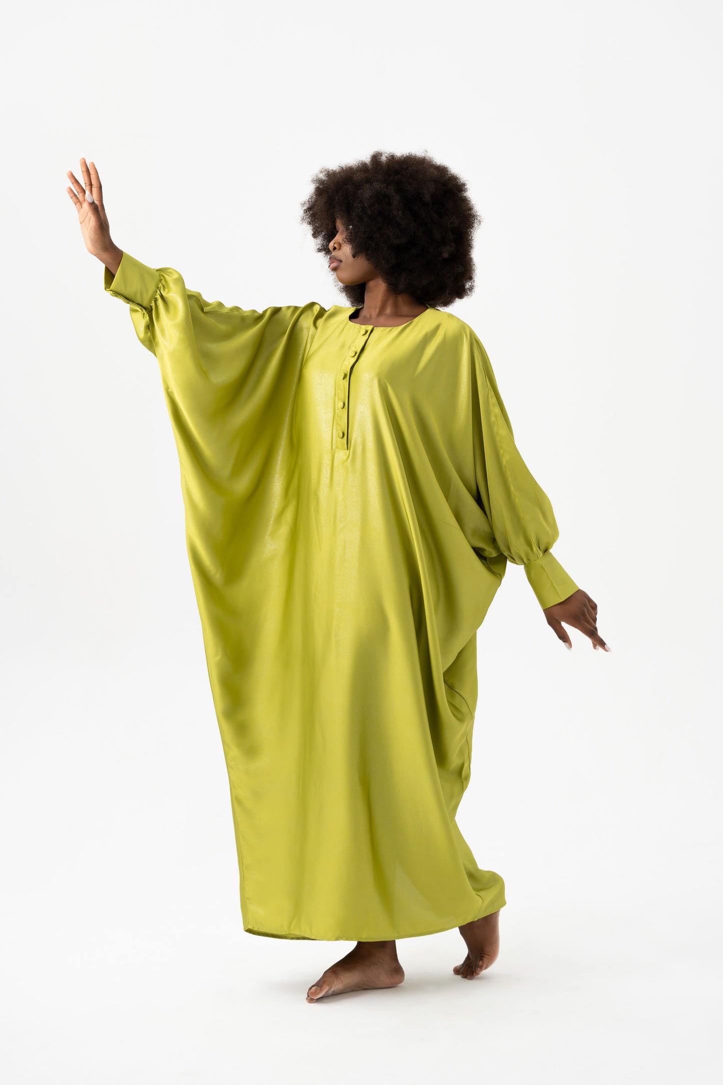 Sparkly Chartreuse Green Traditional Kaftan
