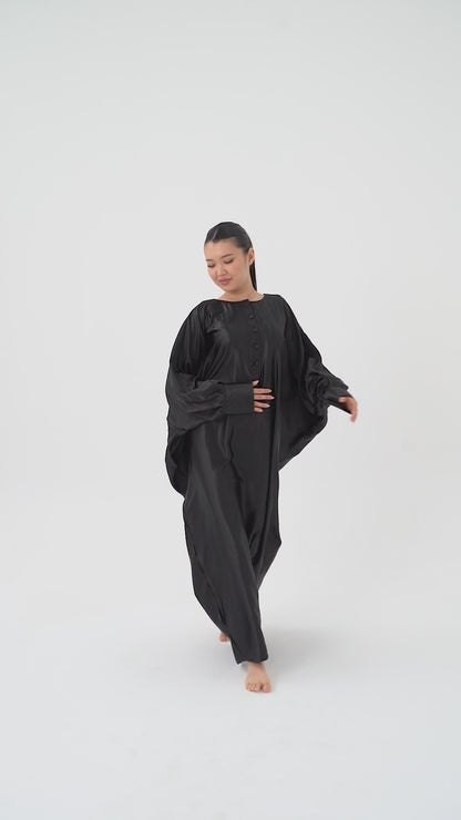 Silky Black Traditional Kaftan
