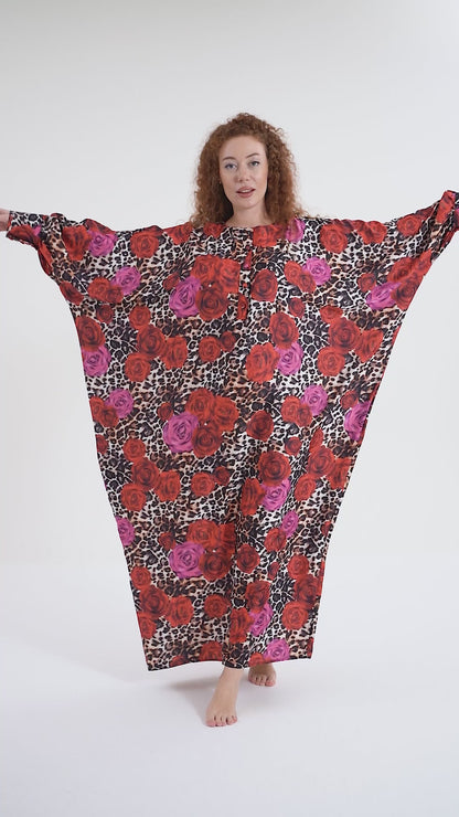 Leopard Rose Traditional Kaftan