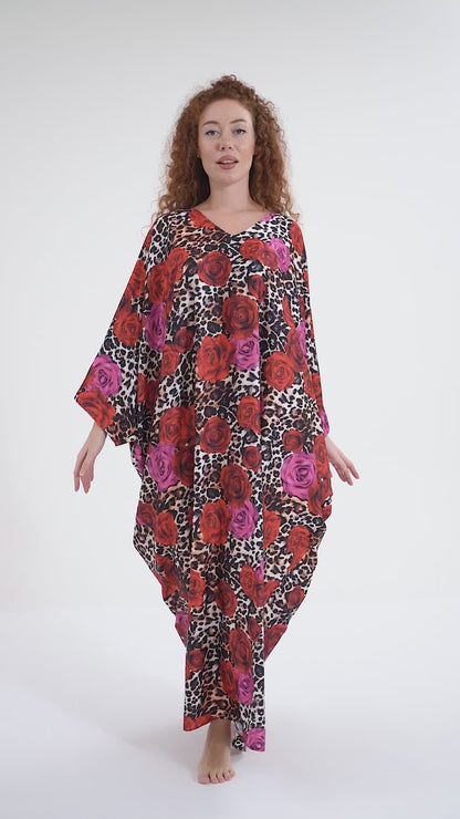 Leopard Rose Modest Kaftan